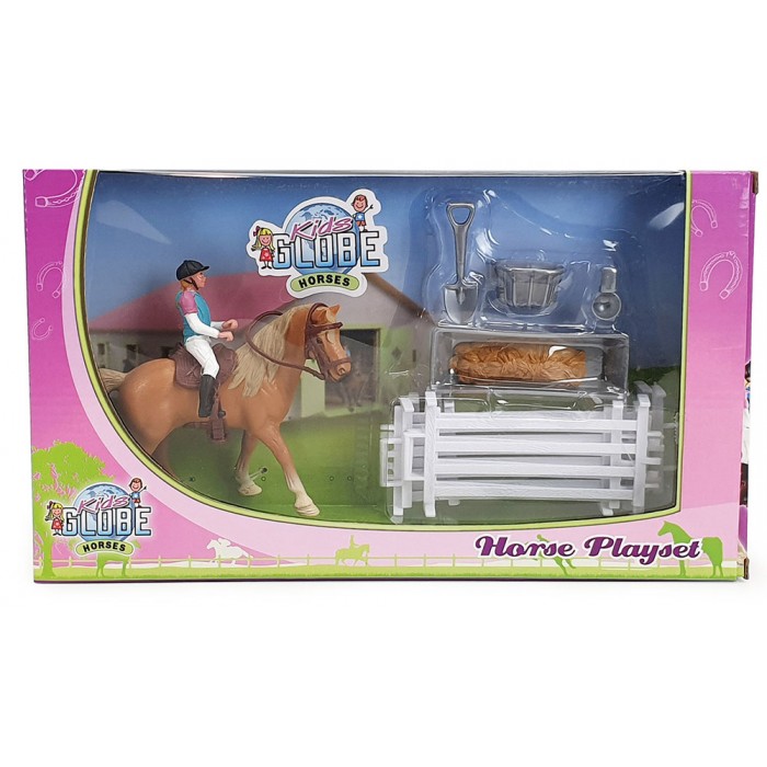 Kids Globe 1:24 Scale Brown Horse With Rider and Accessories KG640073