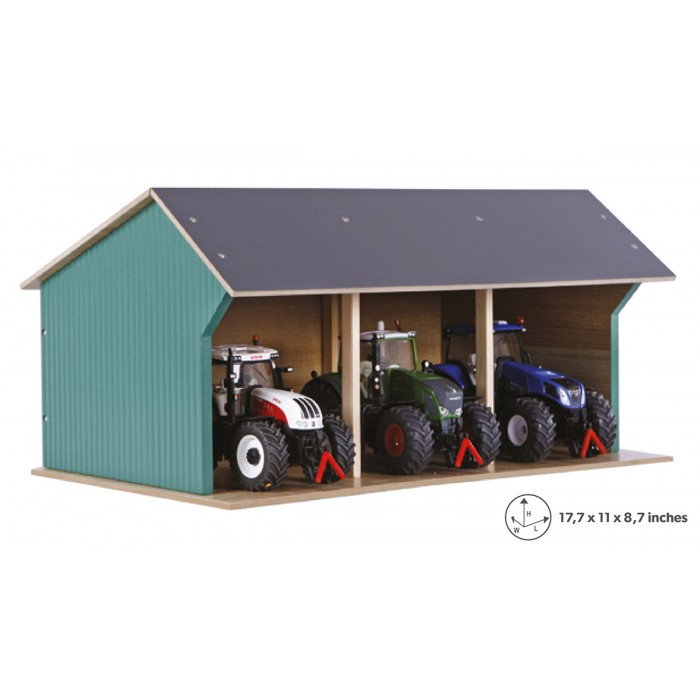 Kids Globe 1:32 scale Farm shed for 3 tractors - Medium size KG610192