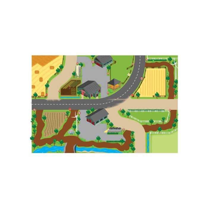 Kids Globe Farm Play Mat with Roads and Fields 59"L x 39"W KG570347