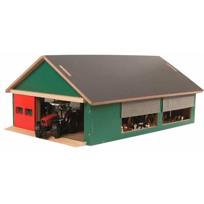 Kids Globe 1:32 Scale Wooden Cow Stable Toy with Windbreak KG610250